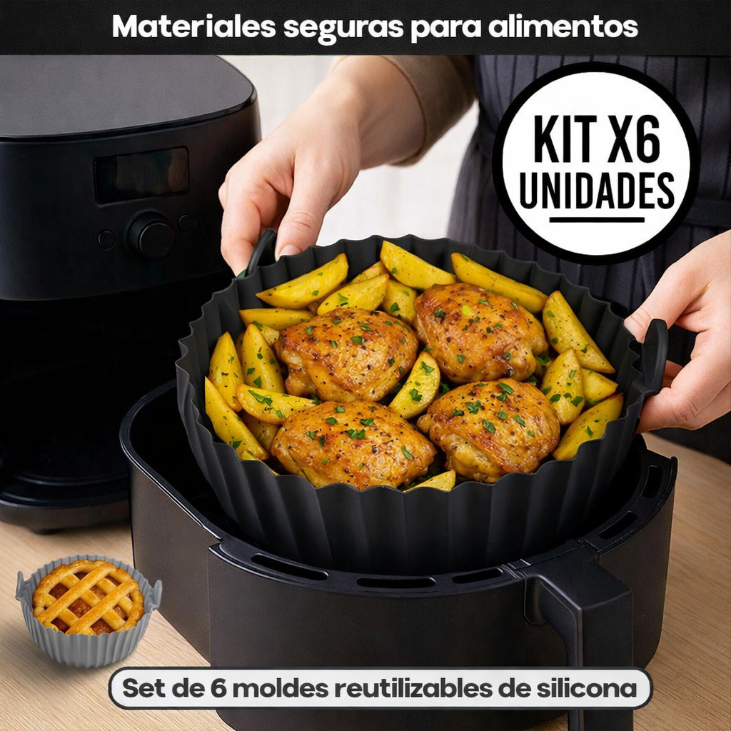 Kit X6 MOLDES SILICONA PARA FREIDORA DE AIRE REUTILIZABLE
