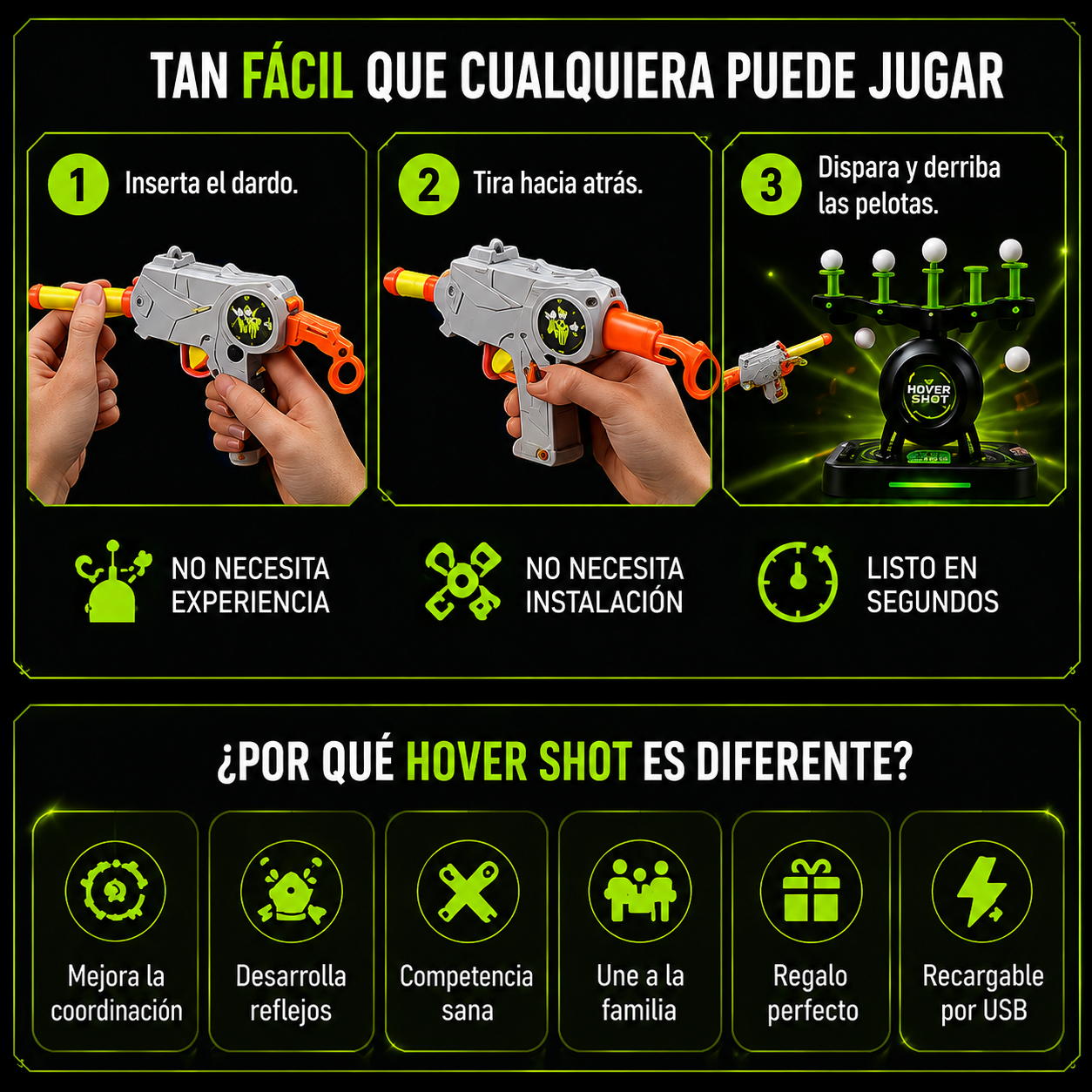 LANZADOR HOVER SHOT (Pelotas flotantes que desafían la gravedad)