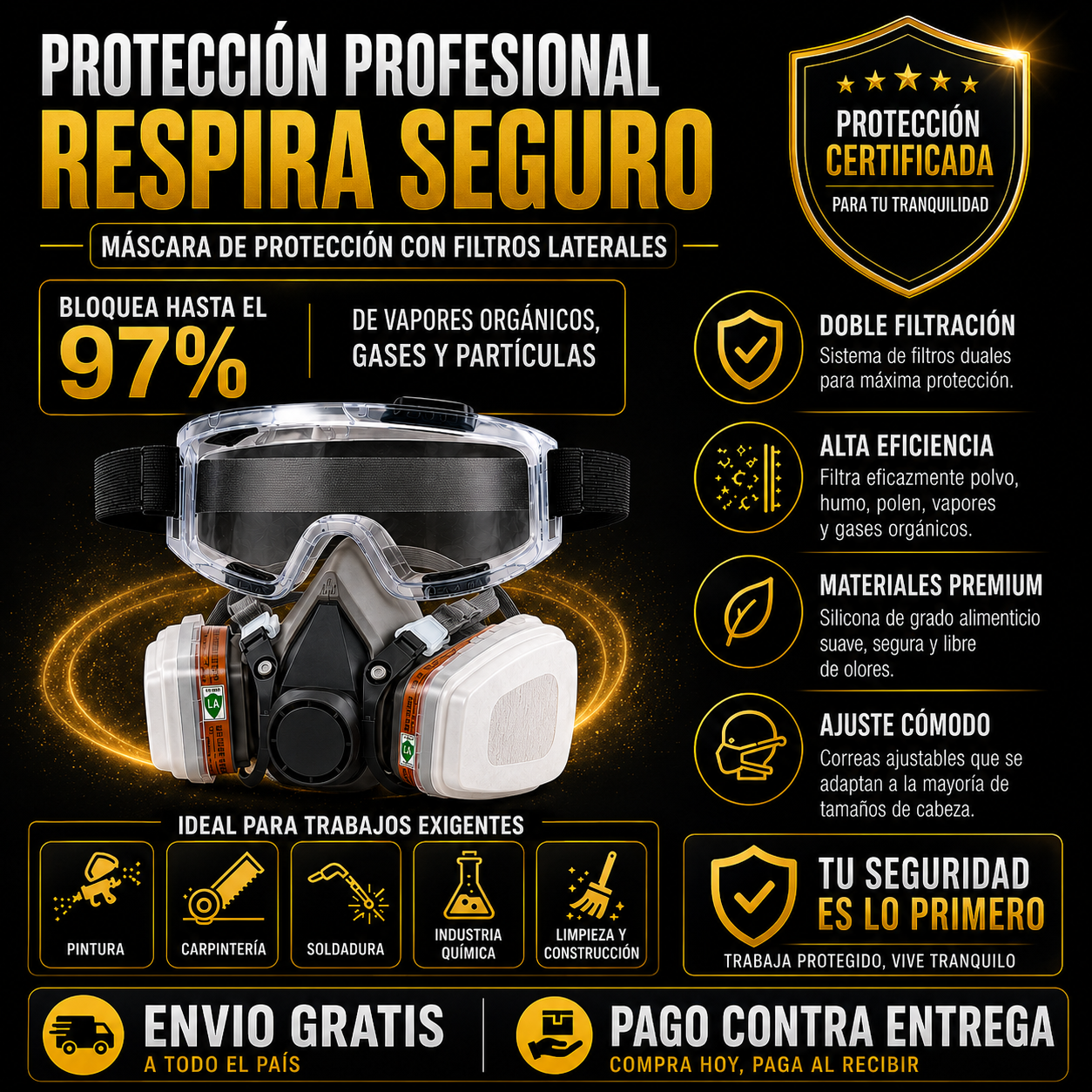 MÁSCARA DE PROTECCIÓN CON FILTROS LATERALES