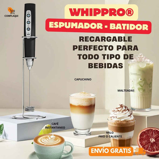 WHIPPRO® ESPUMADOR Y BATIDOR CON 3 CABEZALES INOXIDABLES