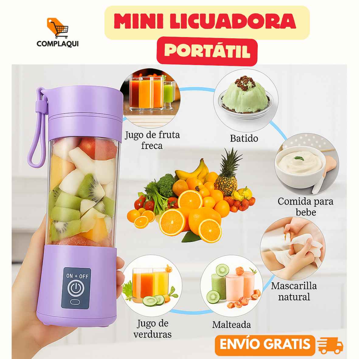 LICUADORA PORTÁTIL RECARGABLE