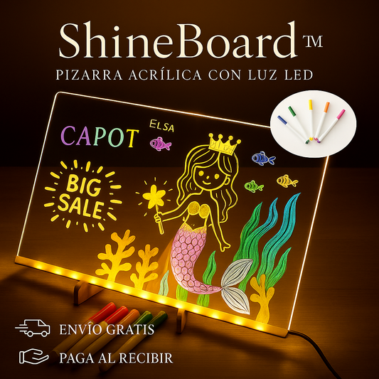ShineBoard™ Pizarra Acrílica con Luz LED 30x20cm