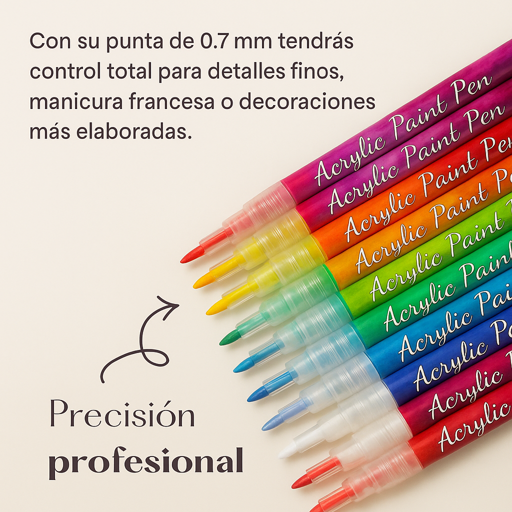 Acrylic™ - Set de 12 marcadores acrílicos para decorar uñas