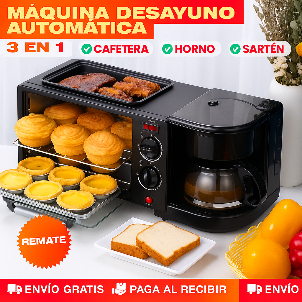 HORNO MULTIFUNCIONAL 3 EN 1® CAFETERA + HORNO + SARTÉN