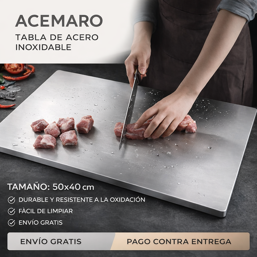 ACEMARO® TABLA MULTIUSOS PARA PICAR EN ACERO INOXIDABLE