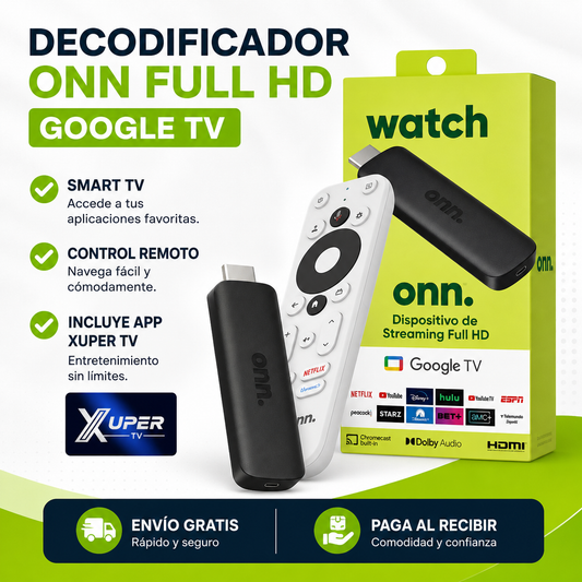 DECODIFICADOR SMART TV DE GOOGLE CON CONTROL REMOTO (Incluye XUPER TV)
