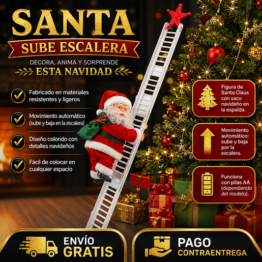 PAPÁ NOEL ESCALADOR SUBE Y BAJA ESCALERAS + SONIDO
